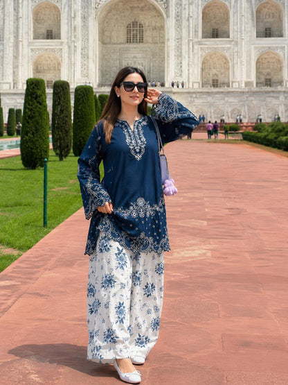 Emb shirt printed Shalwar
