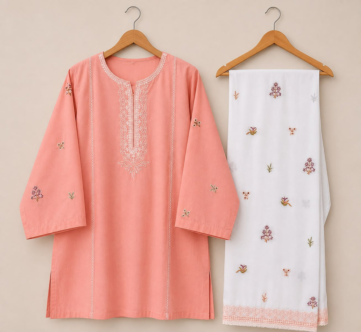 Emb white and colored shirt
