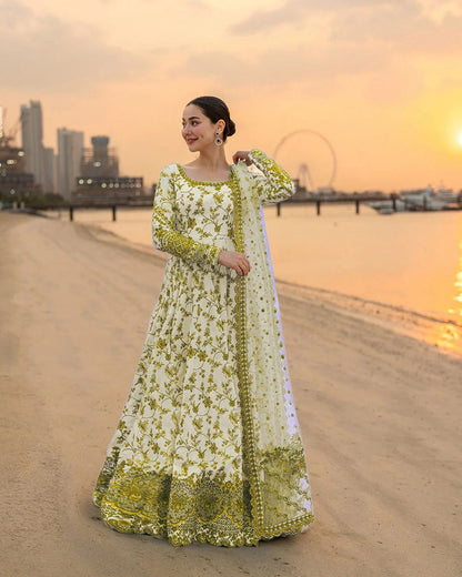 Most Viral Hania Amir Style Printed Maxi 3PC set