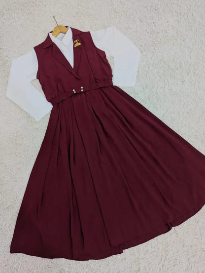 Chic Double Coat Jacket & Collared Maxi Set (2PC)