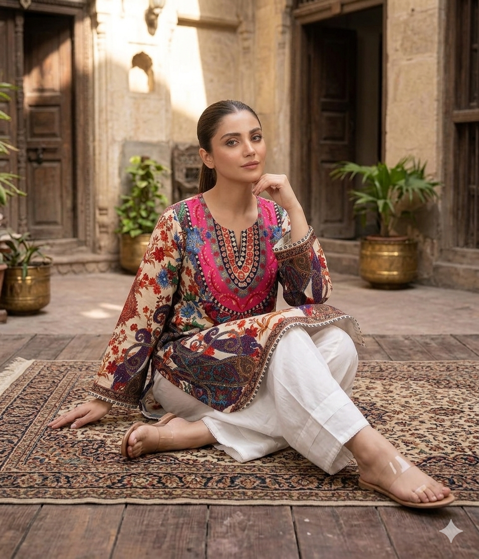 Royal Peacock Kaleidoscope Kurta & Farshi Shalwar