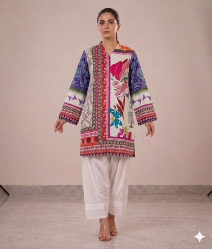 Amethyst Abstract Collage Kurta & Farshi Shalwar