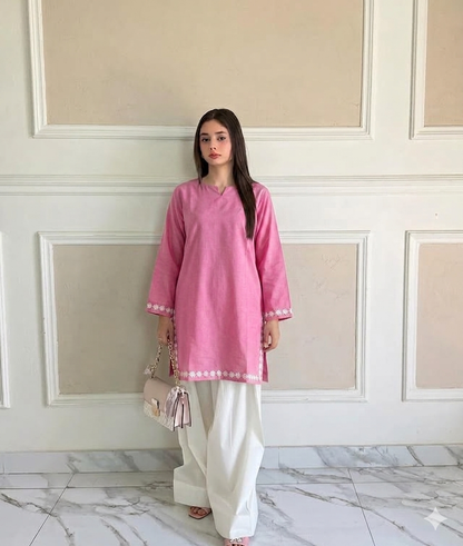 Effortless Elegance: Embroidered Cotton Set in Multiple Colors