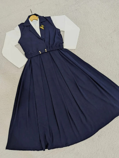 Chic Double Coat Jacket & Collared Maxi Set (2PC)