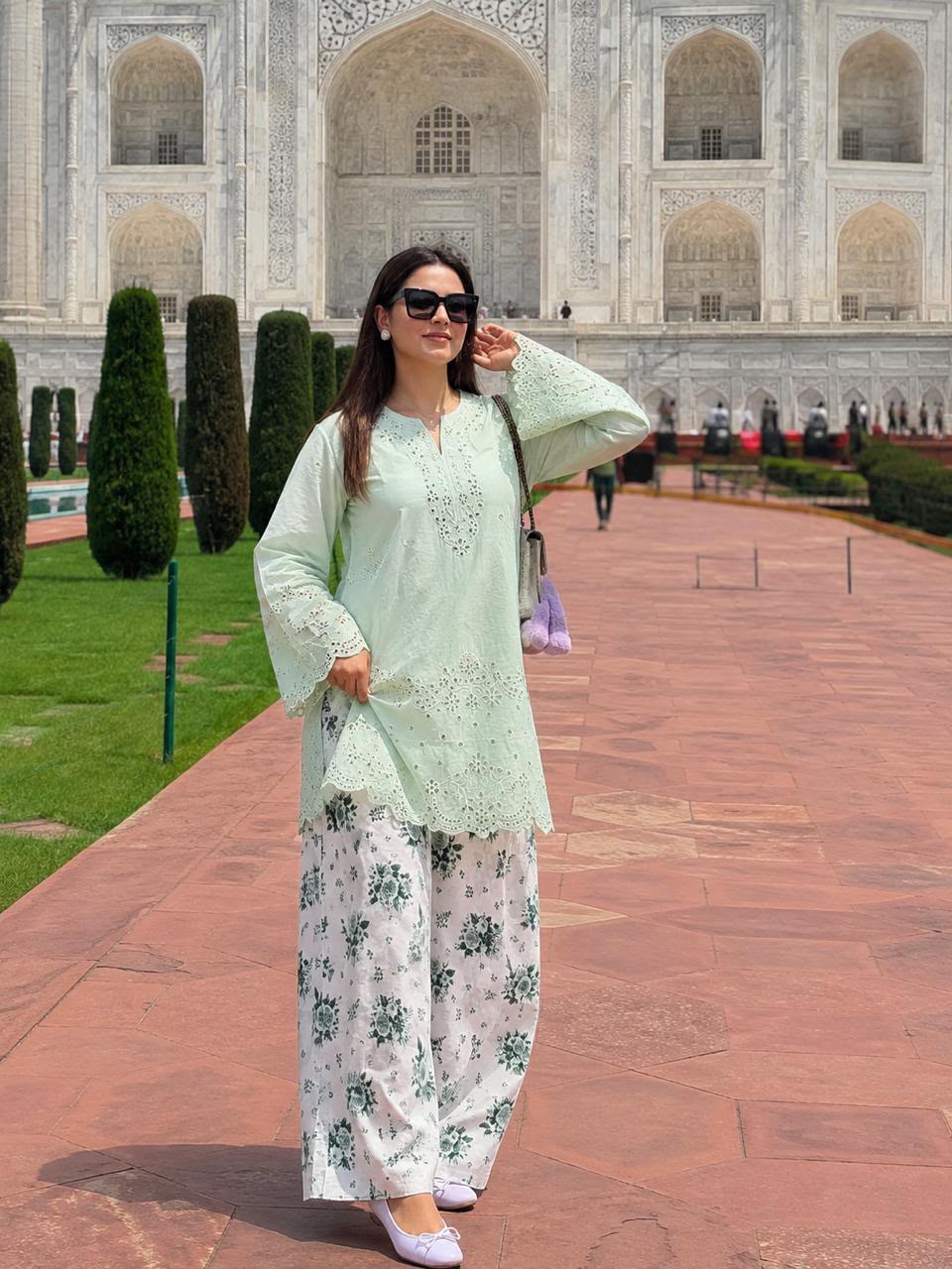 Emb shirt printed Shalwar