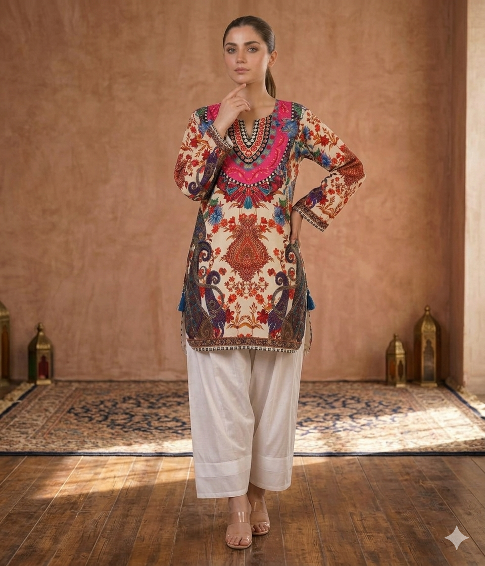 Royal Peacock Kaleidoscope Kurta & Farshi Shalwar