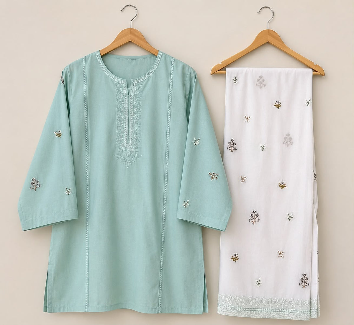 Emb white and colored shirt